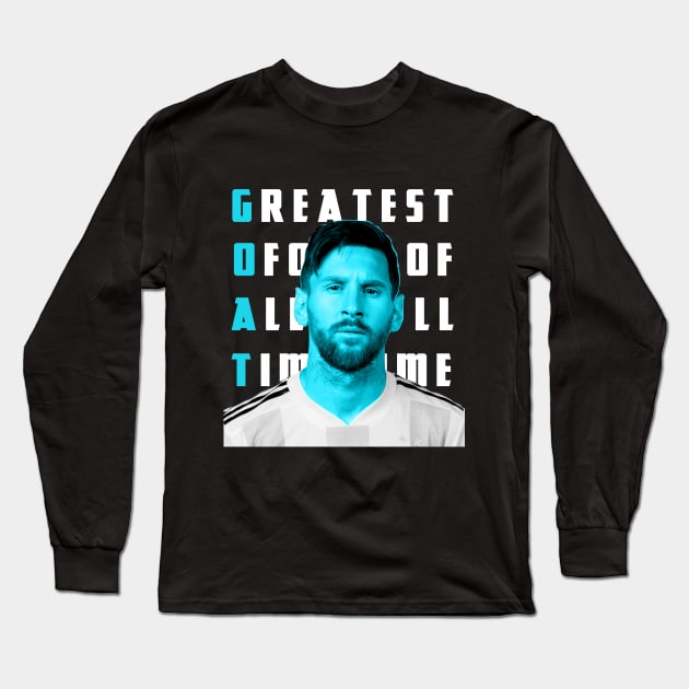 GOAT MESSI ON BLUE ARGENTINA Long Sleeve T-Shirt by teesmile